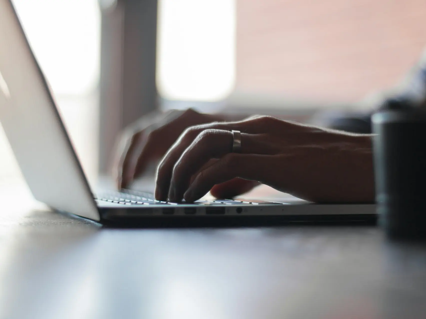 person using laptop